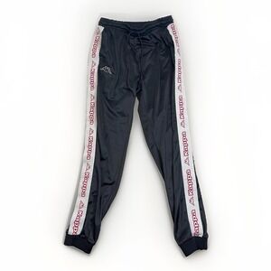 VTG Y2K Kappa Track Pants Men's Large Black Logo Tape Jogger Pants